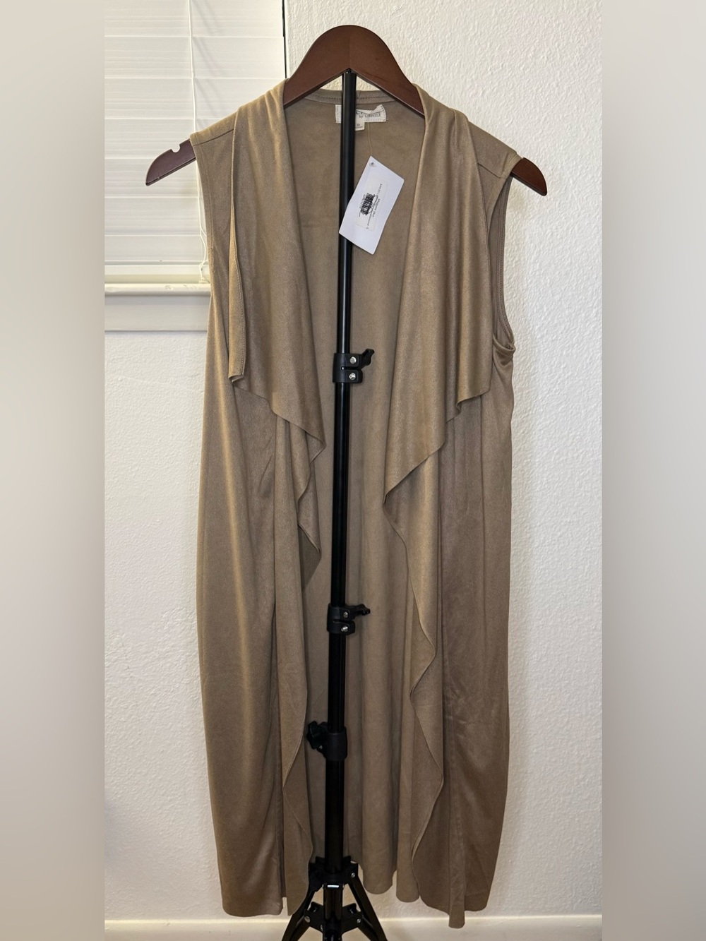 Mistic Prysm Listicle Faux Suede Long Waterfall Duster Vest
